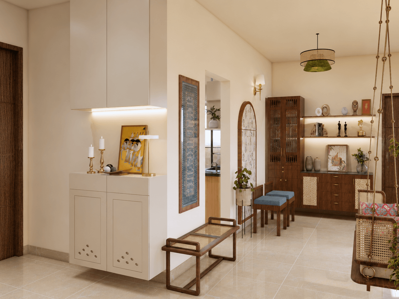 Minimal Indian style Foyer/entry area